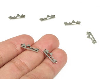 Connettore a forma di montagna in acciaio inossidabile - Ciondoli per collana a forma di montagna in acciaio inossidabile - Componenti per orecchini - Forniture per gioielleria - 15,89x6x0,9 mm - SS1238