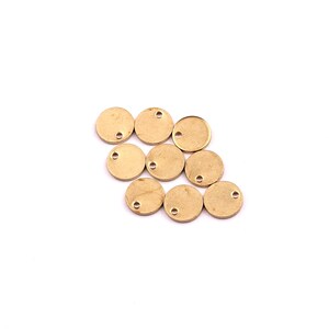 Raw Brass Round Tag- Brass Stamping Tag - Raw Brass Charms - Jewelry Supplies - 8x1mm - PP1219