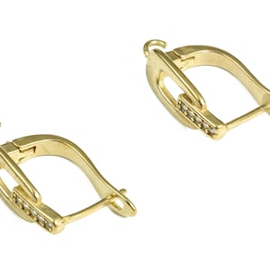 Messing Zierliche Zirkon Ohrstecker – Gliederkette Form Ohrring mit offenem Ring – Ohrring-Lieferung - 19,62×12,19×1,34mm - PP4116