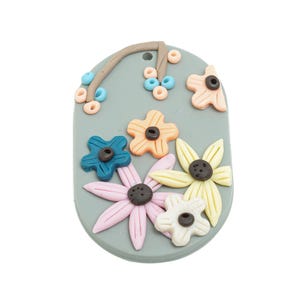 Polymer Clay Flower Pendant - Handmade Floral Earring Pieces - Lightweight Gift Idea for Her - Earrings Handmade Charm - 44x28x5mm - PC2414