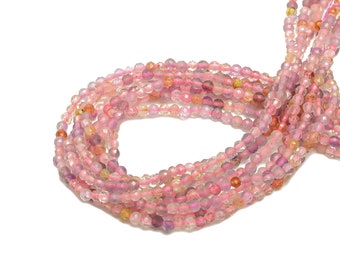 2 mm Rosenquarz runde Perlen - Natursteinperlen - Edelstein Rosenquarz Perlen - 15,5 "/ Strang facettierte runde Perlen - Kristallperlen - NS2058