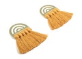 Tassel Earring Charms - Cotton Brown Tassels - D Gold Brass Earrings - Fringe Tassel - JewelrySupplies - 58.56x35.08x5.29mm - TS1160