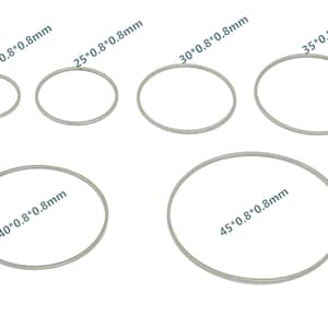 Steel Ring Connector - Circle Earring Hoop - 201 Stainless Steel - Round Link Closed Loop - 0.8mm X 20mm 25mm 30mm 35mm 40mm 50mm SS1368