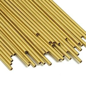 Round Brass Himmeli Tubes - Raw Brass Himmeli DIY Tube Beads - Circle Pipes for Geometric Shapes - For Air Plants -2.5x0.2x90mm- PP4569-90