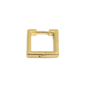Brass Square Earring - Gold Minimalist Huggie Earring for Girl&#39;s - Square Daily Wear Ear - 18K Real Gold Plated - 14x13.56x3.02mm - RGP9058