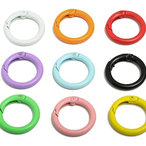 Alloy Round Spring Clips - Colorful Spray Paint Metal Buckle Rings - Decorative Key Rings - Push Gate Snap Key Ring - 23.5x23x3.5mm - ZZ2053