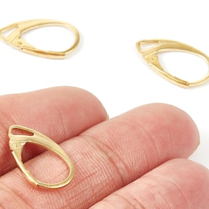 Cierre de palanca para pendientes de latón - Cierre de palanca liso de latón en bruto - Componentes para pendientes - Suministros para joyería - 18,19 x 10,86 x 1,6 mm - PP1548