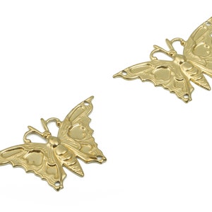 Raw Brass Butterfly Charm - Brass Animal Pendant Charm - Brass Earring Charm - Connector Charm - Jewelry Supplies -34.8x21.28x1.49mm-PP4820
