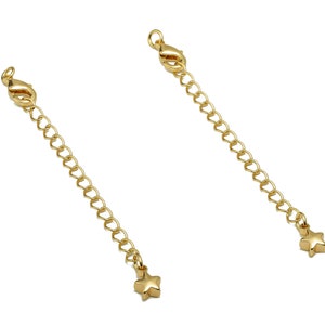 Extender Curb Chain - Extender Safety Clasp - Star Lobster Clasp - Extension Chain - Parrot Clasps - 18K Real Gold Plating -68x5x2mm-RGP5562