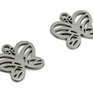 Stainless Steel Butterfly Earring Charms - Stainless Butterfly Pendant - Jewelry Making Supplies - 12.84x12.76x0.93mm - SS1291