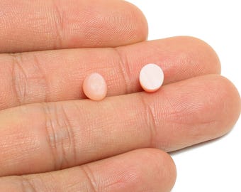 Cabochon ovale di conchiglia da 5,8*7,6 mm - Conchiglia rosa per lavori artigianali - Pietra geometrica per incastonatura - Pietra per la creazione di gioielli - NS2709