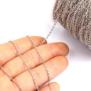 Flat Soldered Cable Chain - Iron Chain - Silver Tone Plated - Soldered Link Chain - 0.08&quot; x 0.06&quot; x 0.01&quot; -  Jewelry Making - CC1041i-S