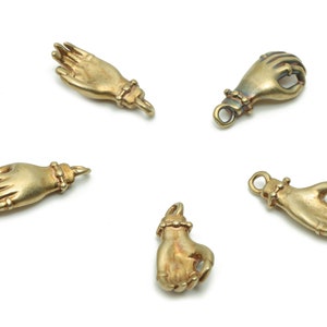 Brass Hand Sign Earring Charms - Raw Brass Ok Hand Pendant - Jewelry Making Supplies - 15.15x7.07x2.74mm - PP4937