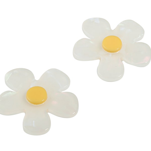 Acrylic Daisy Charms - Daisy Earring and  Pandant - Earring Findings - Jewelry Supplies - 31.09x29.4x3.87mm - AC1908