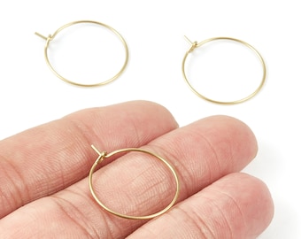 Brass Earring Hoops - Raw Brass Ear Wire 20 - Geometric Earring Findings - Jewelry Supplies - 20x20x0,7mm - PP1501