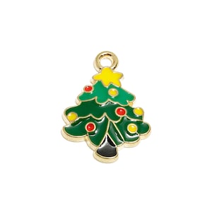 Alloy Enamel Christmas Tree Charm - Multicolor Christmas DIY Jewelry - Holiday Jewelry Component - DIY Jewelry Making - 20x14.7x2mm - AC3403