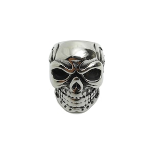 Steel Skull Beads - Skull Spacer Bead for Bracelet - 304 Stainless Steel - Punk Style Charm - Halloween Jewelry - 15.9x12x14.78mm - SS1574