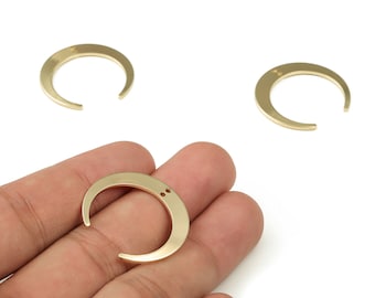 Brass Crescent Earring Connector - Gold Moon Pendant - 18K Real Gold Plated Brass - Jewelry Making Supplies - 27.23x25.97x0.97mm - RGP3324