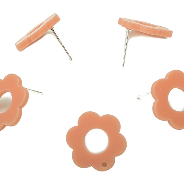 Acrylic Flower Earring Stud – Matte Acrylic Flower Post - 316 Stainles Steel Stud - Jewelry Supplies - 17.95x17.95x2.27mm - AC2428D