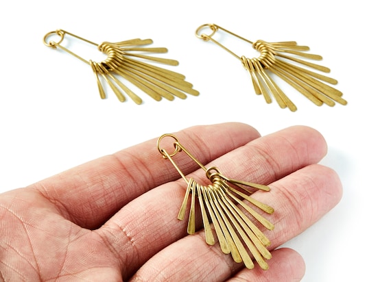Brass Fringed Charms - Raw Brass Hammered Fringed Trim Charms - Earring Findings - Jewelry Supplies - 53,5x24x4,4mm - PP1399