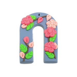 Polymer Clay Arch Charm - Multicolor Floral Arch Charms - Boho Geometric Charm for Earring - Botanical Jewelry  - 38x25x5.96mm - PC2417