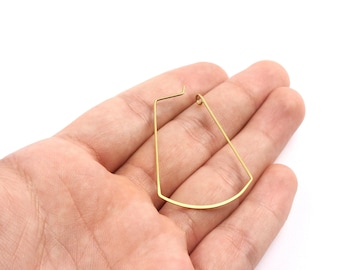 Raw Brass Geometric Ear Wire – Jewelry Findings Supplies (44x32x0.8mm) PP1330