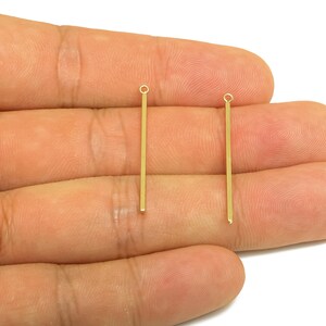 Brass Bar Earring Charm - Gold Smooth Bar Pendant - Minimalist Strip Bar Earring Charm - 18K Real Gold Plated - 31.96x2x0.85mm - RGP7948