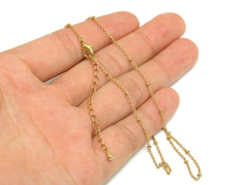 Brass Beaded Finished Chain - 43.5+6CM Brass Ball Beaded Chain - Raw Brass Finished Chain - Finished Satellite Chain - Cable Chain -  PP9897