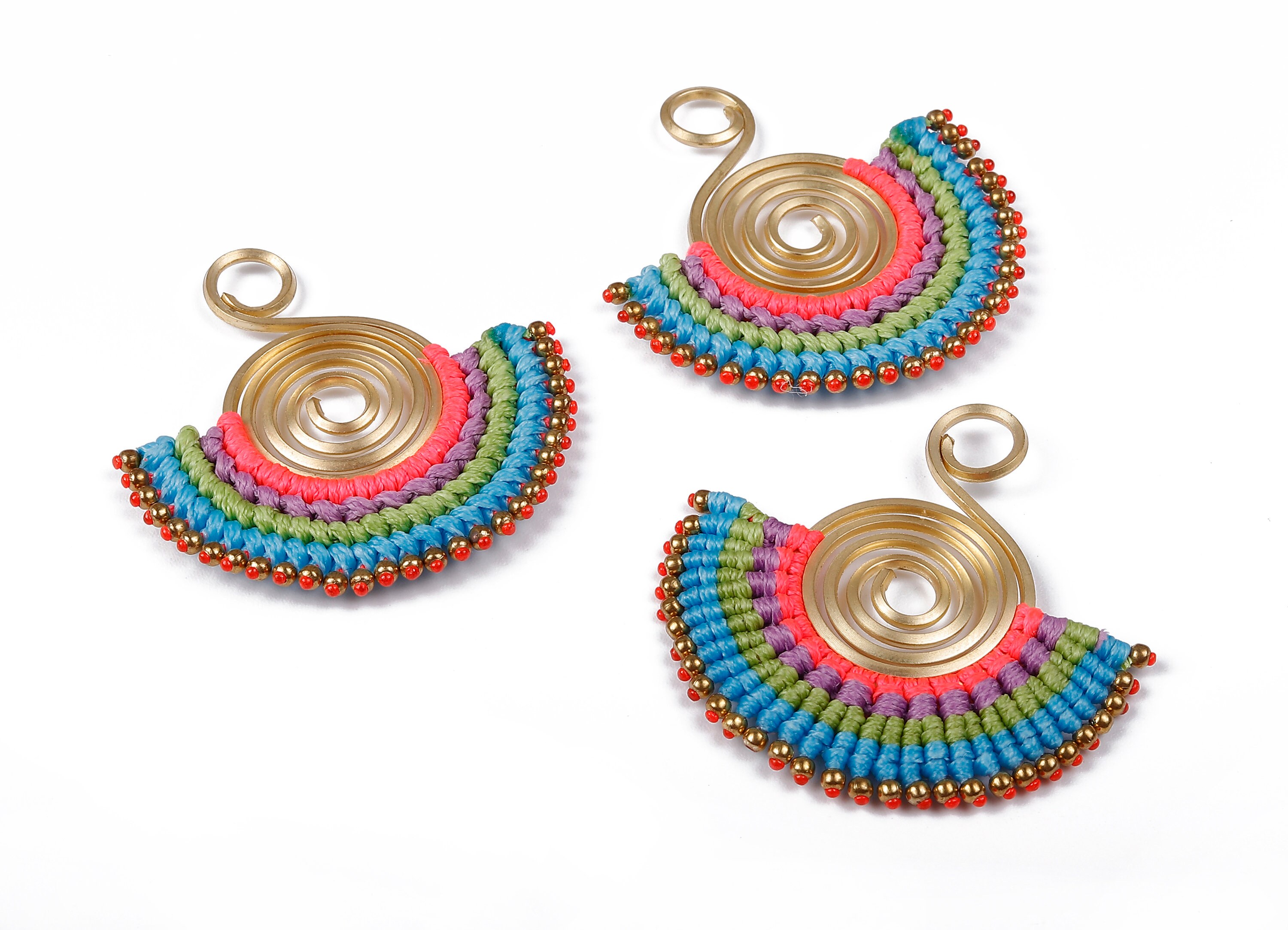 小物 GB0318 / AC15 : Hughes fringe stole June Mini Checked Pattern Petite Beaded Fringe Earrings