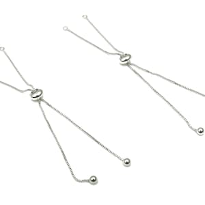 18K Weißgold - Schiebestopper Verstellbares Armband Mit Perlen - Box Kette - Halbfertig - Würfel Kette - 113.22x8,15x4,02mm - RGP4581S