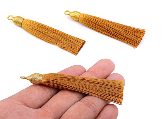Silky Tassels with Loop Charms - Silky Tassels Earrings and Pendant - Boho Earrings - Earring Accessories - 84.37x9.59mm - TS1011