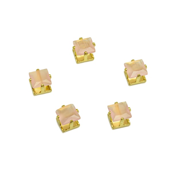 5mm Brass CZ Oval Earring Charm - Raw Brass Pink Diamond Pendant - Brass Pink Zircon Diamond Charm - Jewelry Making - 5x5x4.9mm - PP10521B