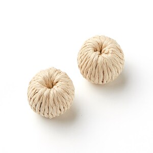 Handwoven Paper Rope Earrings - Ball Shaped Paper Rope Pendant - Wooden Straw Earring - Jewelery Handmade - 18.6x18.2mm - RT1066