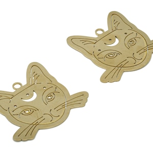 Brass Jaguar Crescent Earring Charms - Raw Brass Cat Felidae Moon Pendant - Jewelry Making Supplies - 54.5x48.73x0.83mm - PP5103