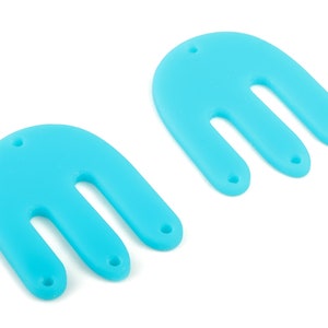 Acrylic D Earring Connector - Blue M Earring Charms - 4 Holes - Jewelry Supplies - Color Code:A497 - 29.8x22.93x1.95mm - AC2032-A497