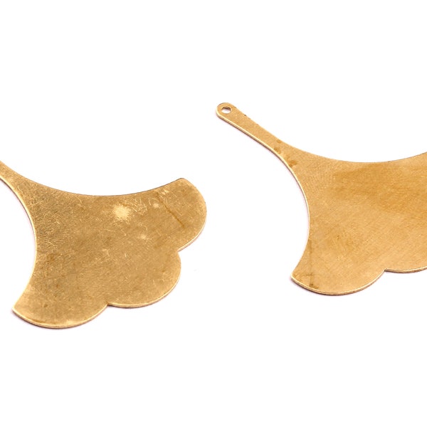 Brass Gingko Charms - Gingko Leaf Shaped Raw Brass Pendant - Jewelry Supplies - 37x31x0.5mm - PP1244