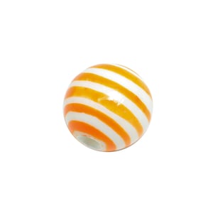 Orange Striped Ceramic Beads - Colorful Handmade Bead - Fun Beads for Creative Jewelry Projects - Bright Summer Bead - 11x12x12mm - NS2858D