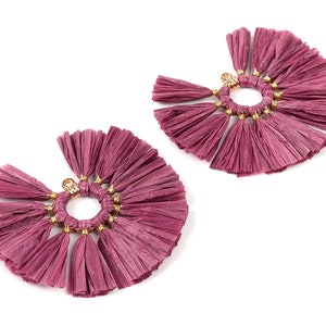 Raffia Fan Tassels Charms - Raffia Tassel Pendant - Jewelry Accessories - Handmade Tassels Jewelry - 54.16x54.16x3.49mm - RS1049