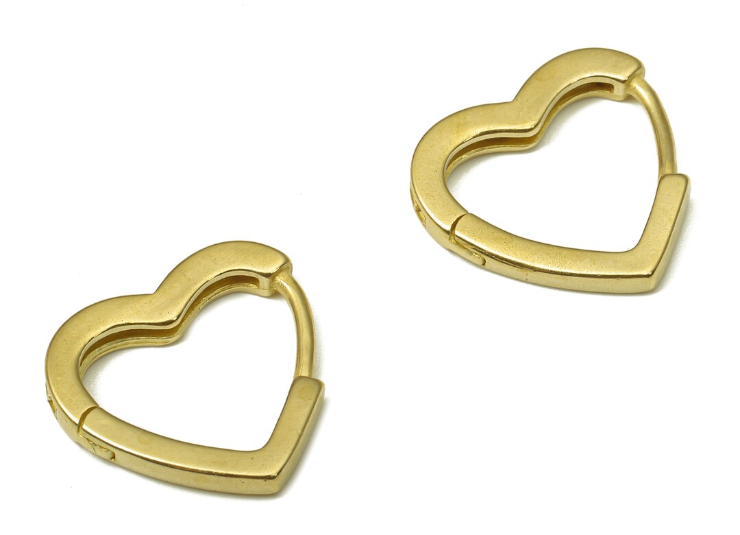 Brass Small Love Heart Earring Clasp Raw Brass Huggie Earring With
