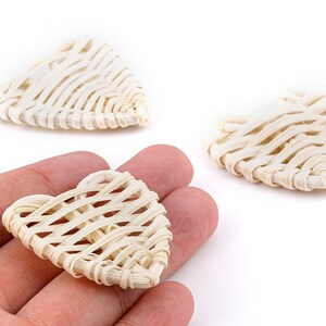 Handwoven Rattan Heart Charms - Heart Rattan Earrings and Pendant - Woven Earrings - Jewelry Handmade - 46.48x44.44x7.5mm - RT1328