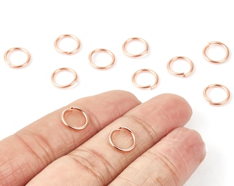 Anneaux ouverts en laiton - 10 x 1,2 mm - Plaqué rose - Anneaux ouverts en laiton - Non soudés - Fournitures pour bijoux - PP1609R