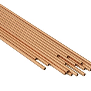 Copper Himmeli Tubes - Raw Copper Round Himmeli DIY Tube Beads - Circle Pipes for Geometric - For Air Plants - 3x0.2x180mm - PP8146-180