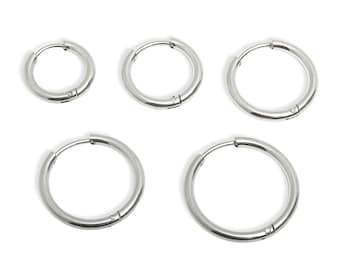Pendientes de aro de acero inoxidable - Pendientes de aro minimalistas tipo huggie - Pendientes para el día a día - Pendientes de aro sencillos para mujer - Aro clásico