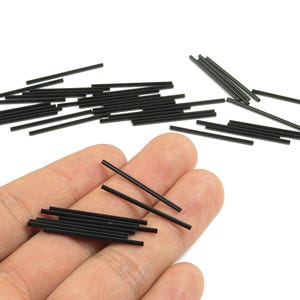 Matte Black Himmeli Tubes - Raw Brass Round Himmeli DIY Tube Beads - Circle Pipes for Geometric - For Air Plants -1.5x0.2x30mm - PP4567B-30