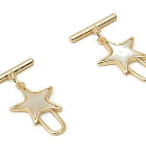 Brass Star Necklace Toggle Clasp – Shell Star Bracelet Toggle Clasp – 18K Real Gold Plated - Jewelry Supplies - 28.92x17.32x2.7mm - RGP4395