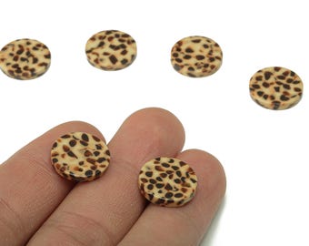Acetate Coin Earring Charm - Round Brown Spots Earring - Circle Pendant With Hole - Color Code: A789 - 15.13x15.11x2.67mm - AC1064-A789