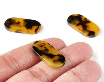 Örhängen i acetat och akryl - Sköldpaddsformade örhängen - Ovala - Smyckestillbehör - Färgkod: A01 - 26,63x13,9x2,7 mm - AC1156AR