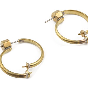 Brass C Earring Post for Pearl- Raw Brass C Earring Stud - Earring Findings - Jewelry Supplies - 26.97x26.93x1.61mm - PP2864