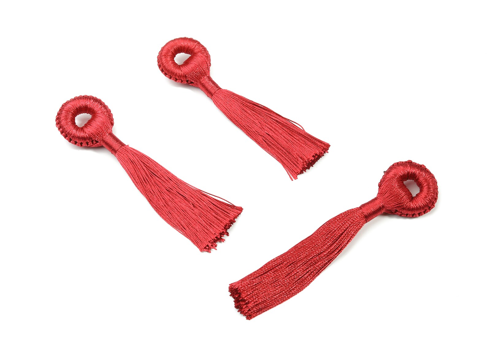 Tassel Earring With Loop Silky Tassel Earrings Red Luxe Etsy