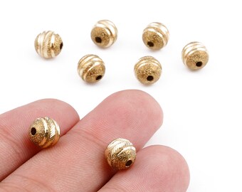 Brass Spacer Ball Beads - Raw Brass Spacer Ball Beads - Necklace Beads - Earring Findings - Jewelry Supplies - 8.13x7.9mm - PP2311